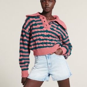 NWOT ZARA Striped Cable Knit Sweater
